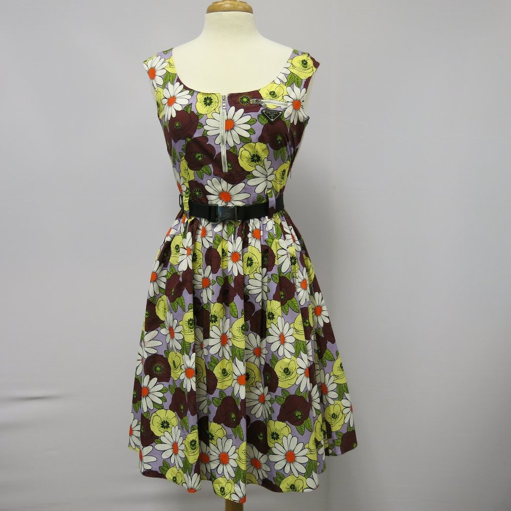 PRADA Floral Print Flared Dress